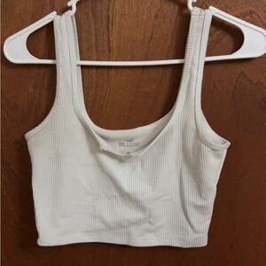 Hollister Cream Ribbed Crop Top